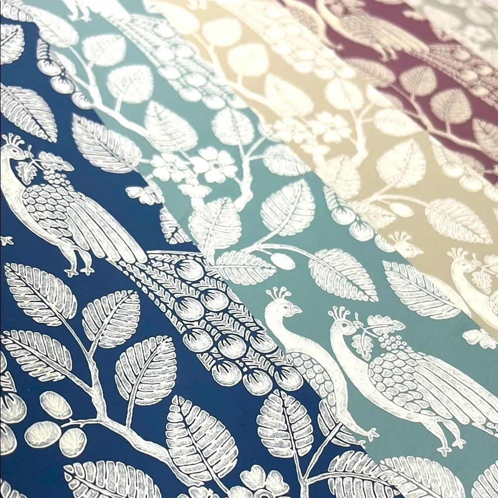 York Small Prints Peacock Patterned Textured Wallpaper sheet samples
